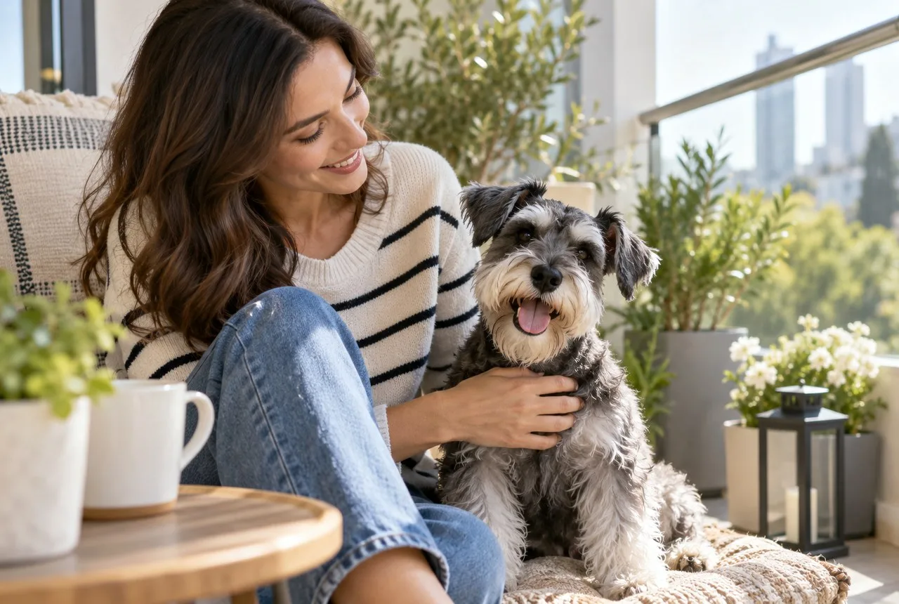 Dog owner considering yorkie pet insurance